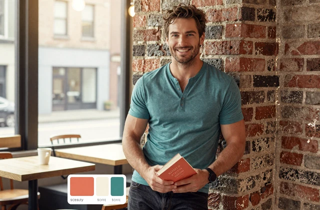 Daniel, a verified member of Dating Apps for Big Guys, in a Portland coffee shop